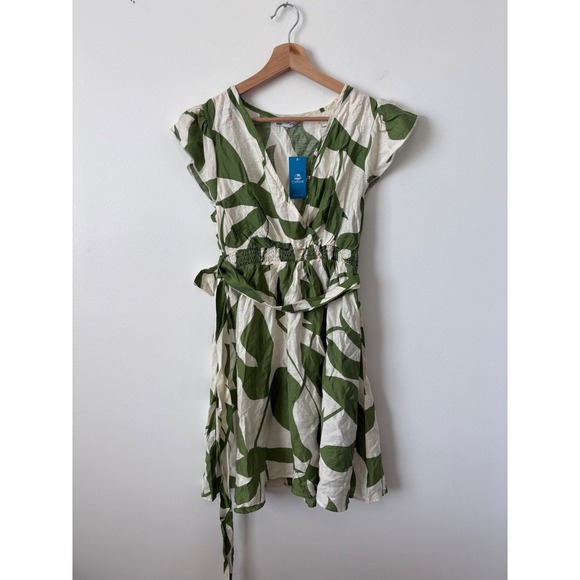 Cupshe Green & White Leaf Print Dress – Size Small – NWT - Picture 1 of 4